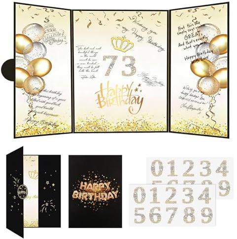 Tiiyee Happy Birthday Guest Book Black, Sign in Book for Party Bday Gifts | Elegant Guestbook Alternative Guest Signing Book Decorations, Signature Sign Board Keepsake Decor for Men Women Bday Party