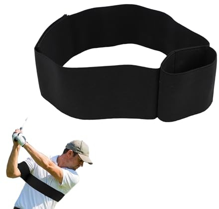 Fascia Braccio Golf, Aiuto Allenamento Golf Strumento Flessibile Correzione Braccio Migliora Postura e Stabilità del Piano Swing per Principianti Uomini Donne Interno Esterno (Nero)