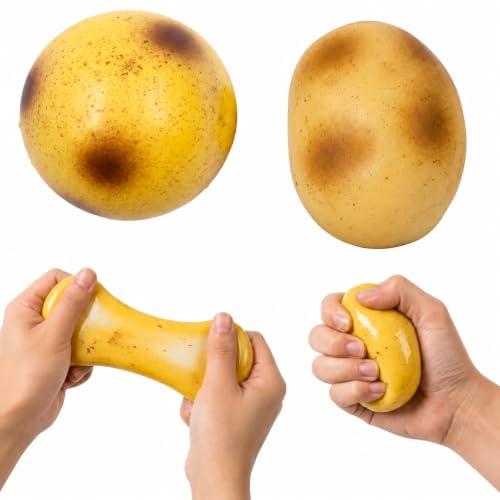 2 PCS Potato Squishy, Mash Potato Squishy Tools for Peoples, Stress Relief Fidget Tools for Office Desk Emotion Management, 6 cm Fluid Potato Squishies with Realistic Fake Food Design