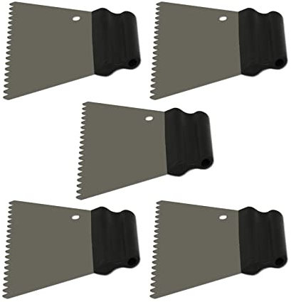 DEWEPRO® Lot de 5 spatules à colle trapézoïdales avec denture trapézoïdale 6 mm et poignée en plastique Largeur 180 mm