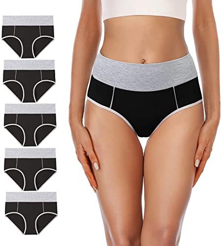 Senllori's trosor i hög midja är tillverkade av bomull och har en bekväm passform. De ger full täckning och levereras i en förpackning med flera stycken, totalt 5., 3XL