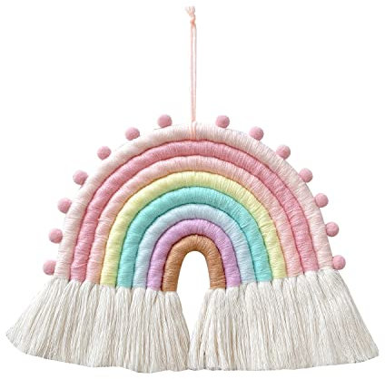 FANXIYA Arcobaleno Macrame da Parete, Arazzo da Arcobaleno Tessuto a Mano in Bohémien, Decorazione per la Casa a Decorazioni Cameretta Bambini (Colorato 2)