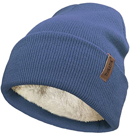 TOSKATOK Bonnet en Tricot d'hiver Doux et Chaud Unisexe pour Femme et Homme avec Doublure en Polaire Thermique Douce - Taille Unique