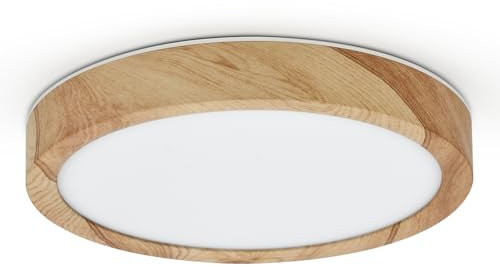 LVL LED-Deckenleuchte Holzmaserung, 24W Rund, Nordische Deckenleuchte Flach für Wohnzimmer, Schlafzimmer, Küche, Badezimmer, Balkon (24W)
