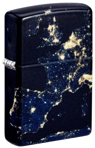 Zippo Briquet tempête Night Earth, Nuit sur Terre, Brille dans Le Noir 540°, Rechargeable, réutilisable, Design Coupe-Vent, boîte Cadeau, fabriqué aux États-Unis