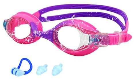 occhiali da nuoto per bambini, occhiali da nuoto anti-appannamento per bambini, occhiali ergonomici per bambini Occhialini da nuoto anti-appannamento, occhiali con cinghie regolabili, tappi per le