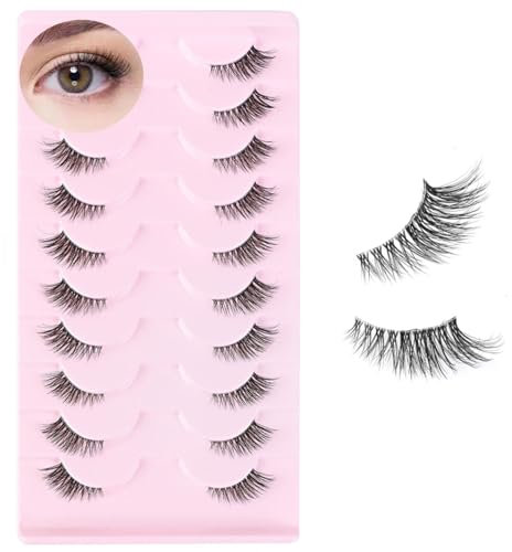 YPYMOD 10 Paia Mezze Ciglia Finte, Half Lashes Cat Eye, Finte Naturali Fake Eyelashes Riutilizzabile