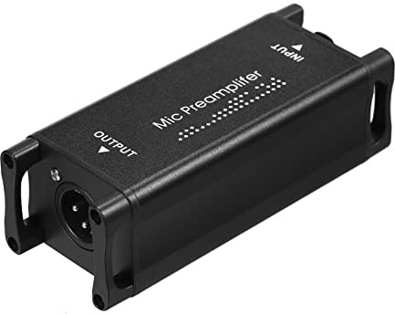 Mikrofonförförstärkare med 48V Phantom Power, ökar Mic -signalen för Studio och Levande Ljud, Enastående Ljudklart för Podcast och Inspelningar, Elbasförstärkare