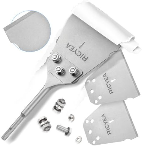 Ricyea Ciseau à mastic SDS Plus 275 x 102 mm, grattoir à peinture avec 2 lames de rechange pour enlever la colle à carrelage, tapis, colle de sol, carrelage en PVC, colle de sol (275 x 102 mm)