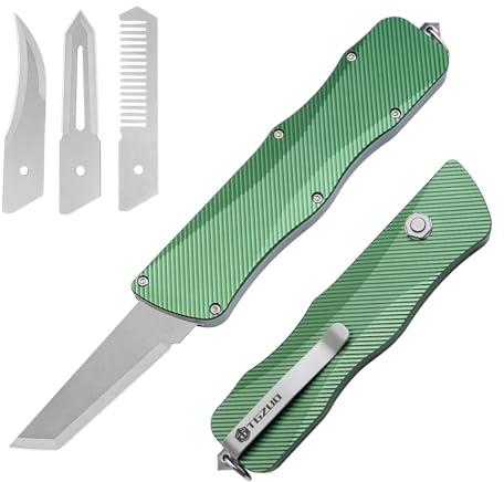 TGZUO 4-in-1 Utility Knife Aluminium Alloy Box Cutter, Folding EDC Pocket Knife with 4Pcs Different Blades, Ideal Gifts for Men Women