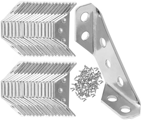 Yonality Staffa Angolare, 35 Pezzi Squadrette Angolari Acciaio Inossidabile Angolare Ferro, connettori angolari per mobili, Angolare Triangolare per Mobili in Legno Tavoli Armadi Sedie Angolari