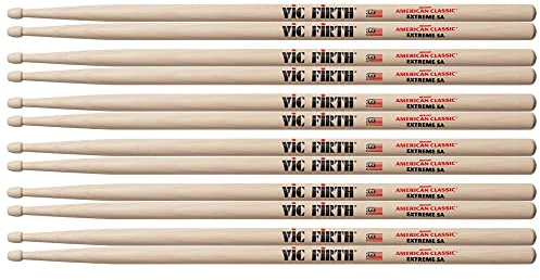 Vic Firth Extreme X5A Wood Tip Drum Stick (6 Pair Bundle)