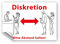 Aufkleber Diskretion - Bitte Abstand halten! Warnhinweis UV-beständig & wasserfestes PVC - 300x195 mm - auch für Außen (rot)