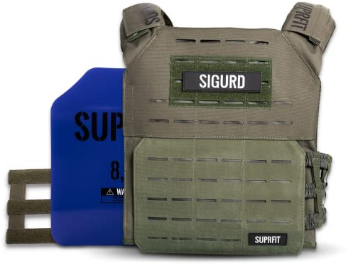 Suprfit Sigurd 3D Green Gilet con Pesi per Il Cross Training - Giubbotto Zavorrato, Allenamento di Forza, Unisex, Fino a 17 chilogrammi, Include Piastre: 2 x 4 kg (Blu), Colori: Verde
