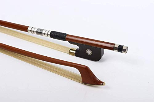 Yinfente Arco de violonchelo de madera brasileña 3/4 natural de pelo de caballo mongol, rana de ébano con incrustaciones circulares, hecho a mano