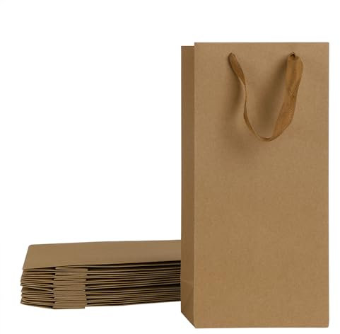 10er Packung Flaschentüten Verdickte Geschenktüten Wein Geschenktasche Natur Wine Gift Bags Geschenk Flaschentüten für Wein Sekt und Champagner für Jubiläum, Geburtstag und Festival