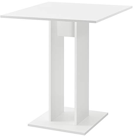 [en.casa] Tavolo con Piano Quadrato da Cucina Tavolo a Colonna da Bar per Sala da Pranzo Monolocale Angolo Cottura 65 x 65 x 78 cm - Bianco Opaco