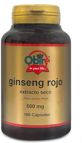 Obire | Ginseng Rojo 400 mg | 180 Cápsulas | Extracto de Panax Ginseng | Suplemento Natural para Energía y Vitalidad