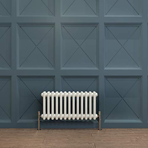 Acezanble∣2 Column Radiator, Horizontal 300mm White Wide Low Tradiontal Cast Iron Style Radiator Centre Heating for Window Hallway