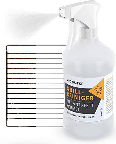 viopura Grillreiniger – 500ml Spray – entfernt eingebrannte Verkrustungen – Grill Reiniger für Gasgrill, Holzkohlegrill, Elektrogrill – Grill Reinigung und Rauchharzentferner