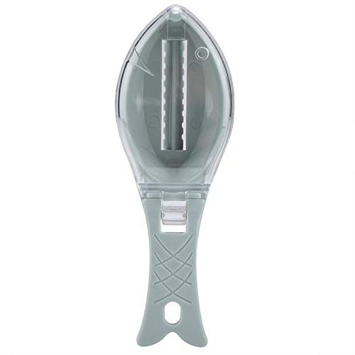 Scraping Fishing Scale Brush, Escamar Pescado Con Bandeja Recogida Multifuncional Fish Clean Scaler Remover Skin Remove Knife Graters Scraper Cubierta Household Kitchen Cleaning Tool Kit (Azul)