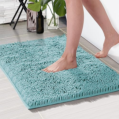 Deconovo rutschfest Badematte Wasserabsorbierend Badteppiche Absorbierend Badezimmerteppich Flauschige Duschvorleger Bathroom Rug Badteppich Waschbar, 40x60 cm, Türkis, 1 Stück