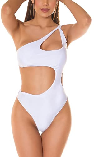 Koucla Hot One Shoulder Body Top med utskärningar, Vit, En Storlek