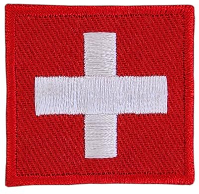 Schweiz Flagge klein Aufnäher zum aufbügeln oder aufnähen Bügelbild Aufbügler für Kleidung gestickter Bügelflicken Applikation Swiss Patch Größe 3,5 x 3,5 cm