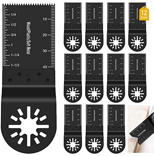 Multitool Sägeblätter Zubehör, 12 tlg Sägeblätter Kit Oszillierwerkzeug Zubehör, Oszillierende Sägeblätter, Multimaster Sägeblätter, Multifunktionswerkzeug Oszillierendes Zubehör für Fein Multimaster