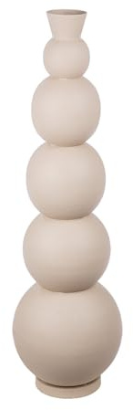 Casablanca Jarrón Decorativo Grande jarrón de Suelo, Moderno jarrón XXL de Hierro, decoración para salón, jarrón para Flores de Hierba de Las Pampas, Color: Beige y Gris, Altura 87 cm