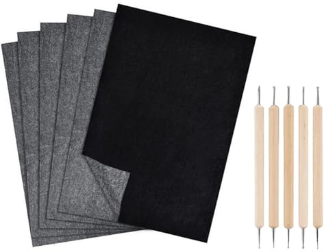 Sunmeit 200 st kolöverföringspapper 11,5 x 8,3 tum A4 spårningspapper kol grafitpapper med prägling stylus svart