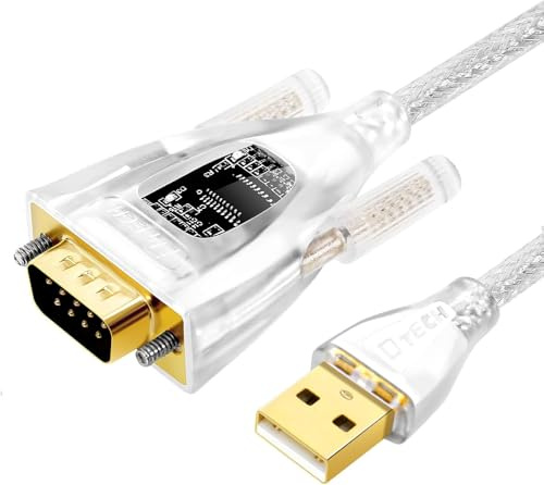 DTECH USB to Serial Adapter Features FTDI Chip DB9 9 Pin RS232 to USB Cable FT231 Chipset Compatible with Windows 11 10 8 7 XP Mac OS Linux RS-232 Data Lights Detect (0.5M)