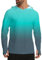 APTRO Men's UPF 50+ Hoodies Rash Guard Long Sleeve Fishing Top UV Sun Protection Rash Vest Quick Dry Lightweight Shirt Gradient Green MFS22 XL