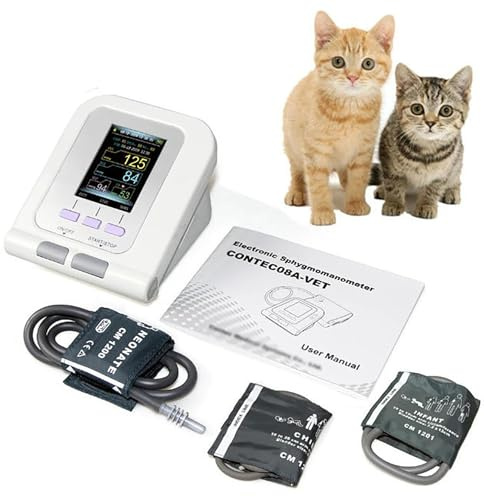 Elektronisk Veterinär Sphygmomanometer, Digital Veterinär Blodtrycksmätare, 3 lägen och 3 nävar Sphygmomanometer, med blodsyremätning för hundar/katter/husdjur