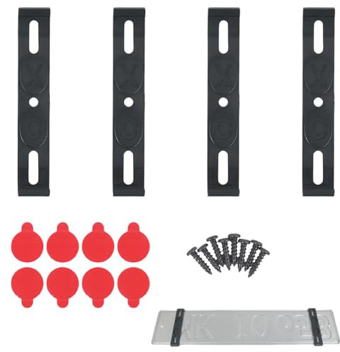 NHQZ Porta Targa Auto, Portatarga Senza Cornice, Supporto Invisibile Per Targa Auto, Portatarga Senza Telaio, Er Targa Ue Da 110 Mm E 16 Pezzi Da 20 X 20 X 4 Mm, Non Per Austria(Nero)