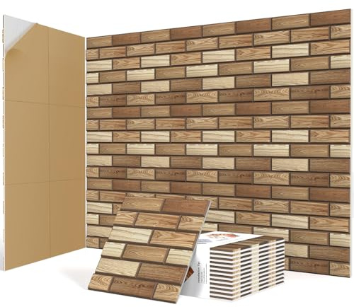 JBER - Lot de 12 panneaux acoustiques auto-adhésifs, panneaux insonorisants en texture brique, panneaux muraux acoustiques haute densité pour studios d'enregistrement, salle de jeux, maison, bureau