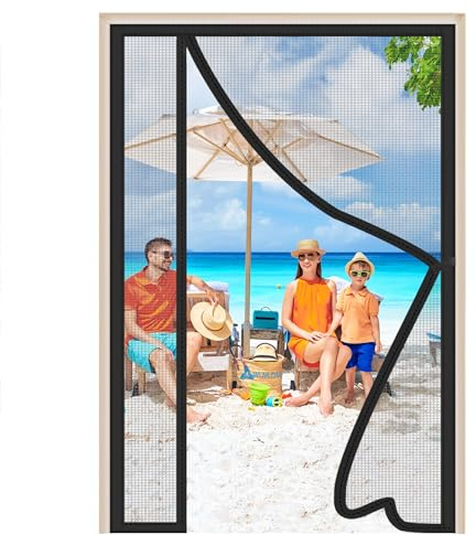 Apertura lateral Mosquitera Magnetica Negro 80x245cm Cortina Mosquiteras Magnética de Malla Anti-insectos Tela Mosquiteras de Ventanas para Cocina Balcon Dormitorio