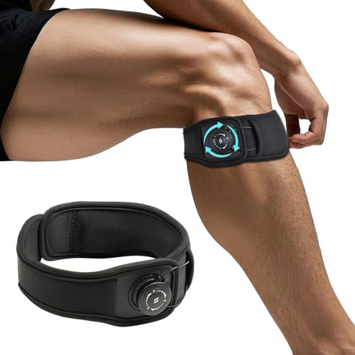 Genouillère rotulienne avec molette de réglage – Taille L (43–50 cm), soutien rotule réglable pour tendinite, course, saut, randonnée, basketball, tennis, homme et femme