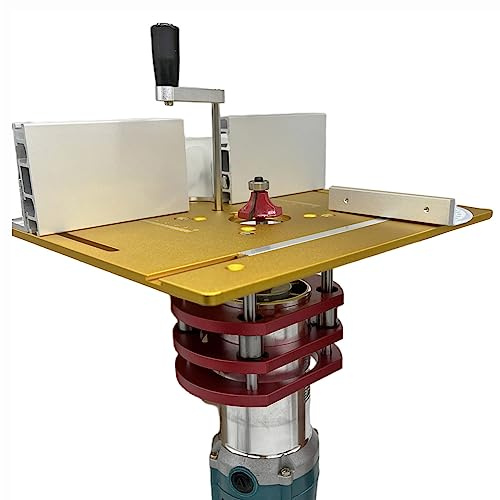 Kit di sollevamento router, sollevatore di precisione in alluminio per banco da lavoro, trimmer e supporto per macchina per incisione, sollevamento massimo 51 mm, set di attrezzi fai da te