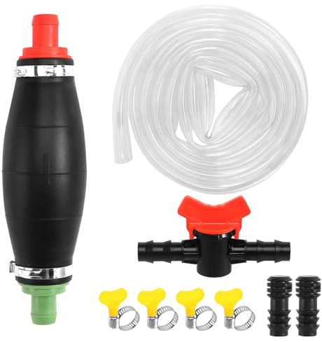 Handpumpe zum UmfüLlen von FlüSsigkeiten Wie Benzin, XL Umfüllpumpe, 2,5m KraftstoffbestäNdiger PVC Stöpsel und FlüSsigkeitsregler für Transport von Wasser Benzin Diesel Motoröl