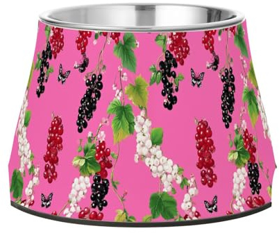 Ribes Rosso Nero Bianco Frutta Rosa Caldo rialzati Animali Domestici Cibo Ciotole Antiscivolo in Acciaio Inox Animali Domestici Ciotola per Amare Pet Whisker Friendly