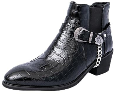 Asifn Stivali Chelsea Casual Da Uomo In Pelle Punta Affusolata Moda Classica Western Cowboy Stivaletti Eleganti Nero 39 EU