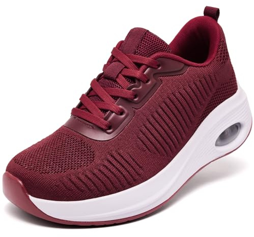 Wide Fit Trainers for Women Running Shoes Ladies Gym Sneakers Wine UK 5