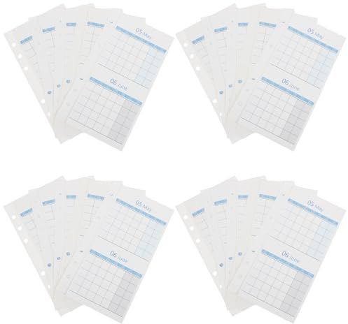 Sewroro 20 Sheets Monthly Planner Refills A6 Blue Double-sided Foldable Calendar Inserts Blank Monthly Schedule Sheets for Office Home School Budget Organizer