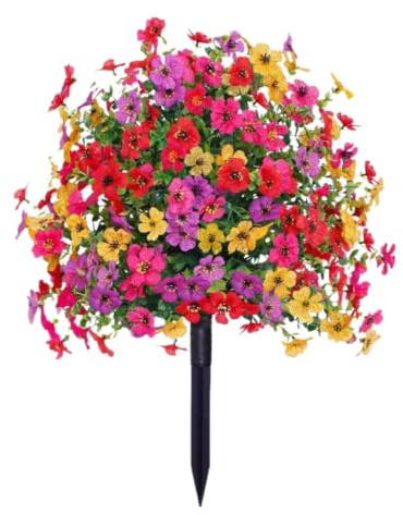 60 cm konstblommor med påle för hållbar blomdekor för veranda, uteplats, däck, enkel installation