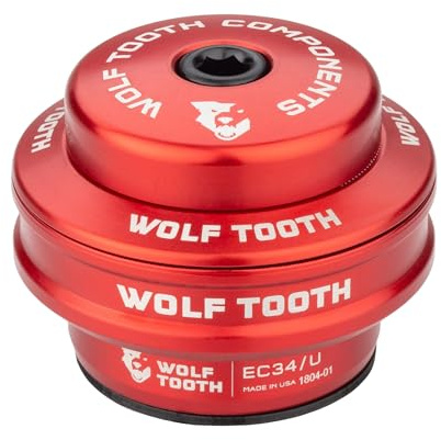 Wolf Tooth | Premium EC Headsets | External Cup EC34 5mm Red | Lightweight Aluminium Headset Stainless Steel Bearings Wide Colour Range