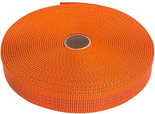 GM CLIMBING 1 inch Nylon Tubular Webbing Tape CE UIAA Certified 4000lb Heavy Duty for Climbing Rescue Rope Works Survival Outdoor General Purposes 1 x 30Ft / 10 Yards Orange