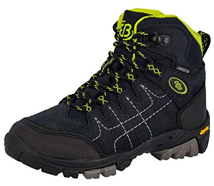 Brütting Mount Shasta Kids Hi, Scarpe da Arrampicata Alta Unisex - Bambini, Blu (Marino/Limone), 33 EU
