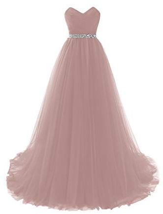 Misshow Robe Femme Chic de Soirée Longue Elégante Robe Femme Gala Robe de Bal Longue Chic en Mousseline Rose 42