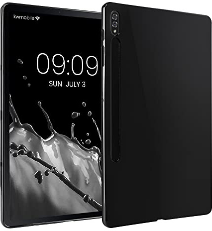 kwmobile Schutzhülle kompatibel mit Samsung Galaxy Tab S8+ Plus/Galaxy Tab S7+ Plus - Hülle Silikon - Tablet Cover Case Hochglanz Schwarz